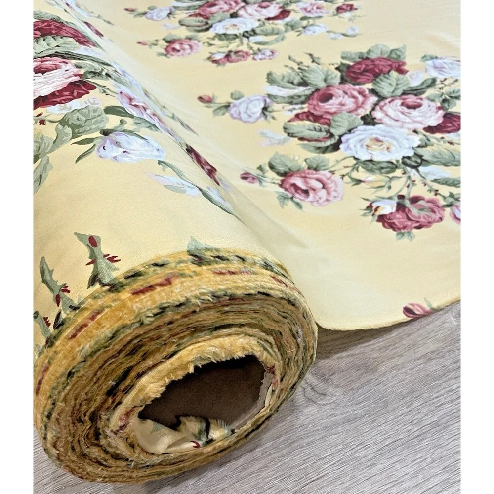 Ralph Lauren Vtg Home Decor‎ Fabric Kathleen Yellow Cabbage Roses By The Yard